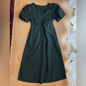 Madewell Poplin Cutout Puff-Sleeve Midi Dress size 4